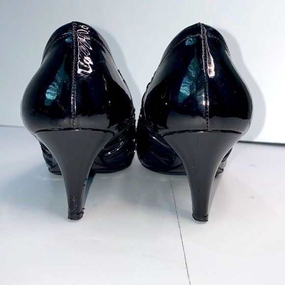 Prada Black Patent Leather Runched Ballet Pump Kitten Heel Size EU 37 - Picture 8 of 17